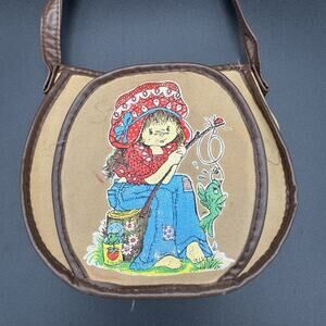 Vintage 1980s Strawberry Shortcake Shoulder Bag Cosmetic Bag Wallet Rare HTF